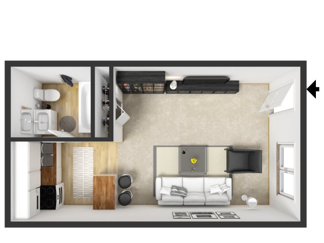 A Super Small Apartment Design With Floor Plan Interior