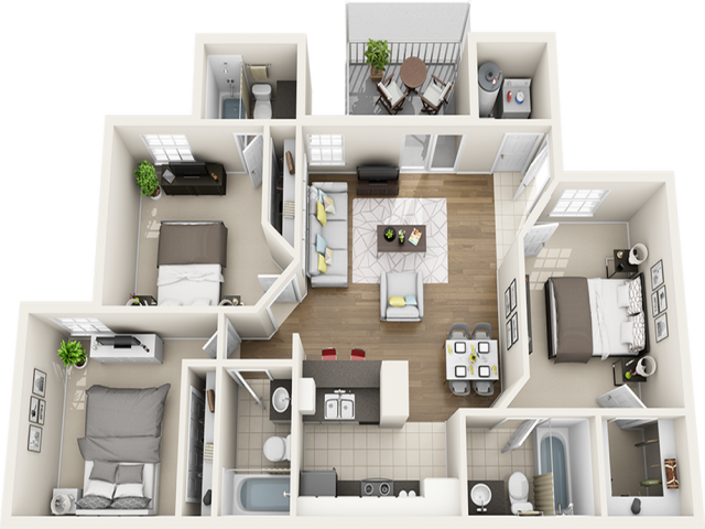Vaulted Laurel Oak  3 bedrooms 3 bathrooms floor plan with premium finishes