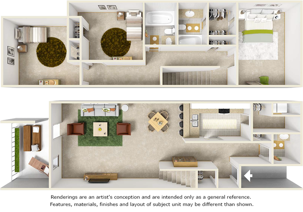 Ibis floor plan with 3 bedrooms and 2.5 bathrooms