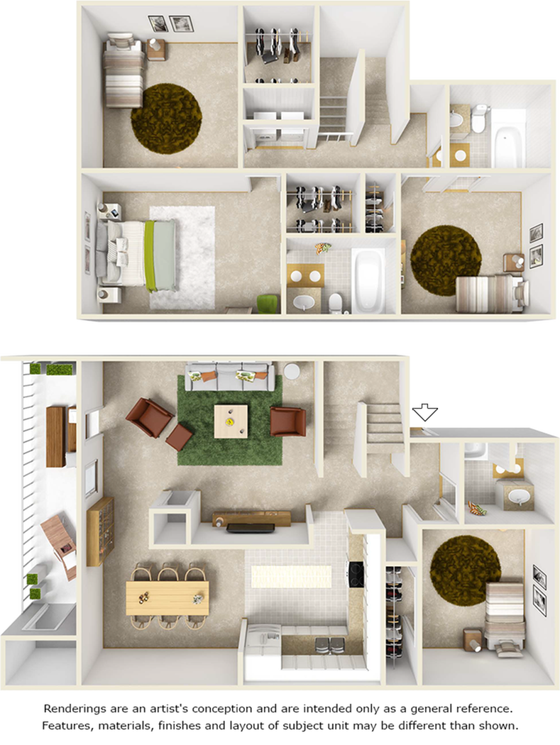 Hyacinth floor plan with 4 bedrooms and 3 bathrooms