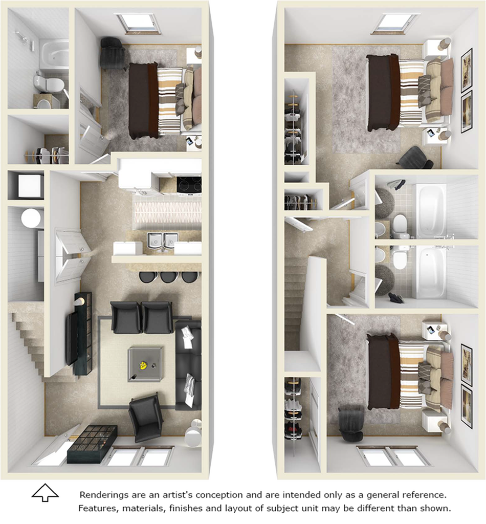 3x3 Townhome floor plan