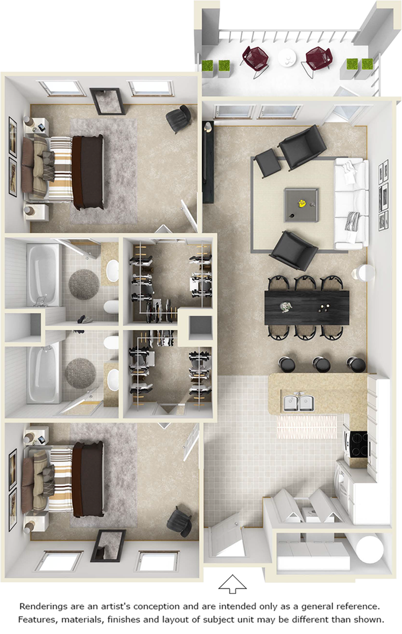 Haven 2 bedrooms 2 bathrooms floor plan