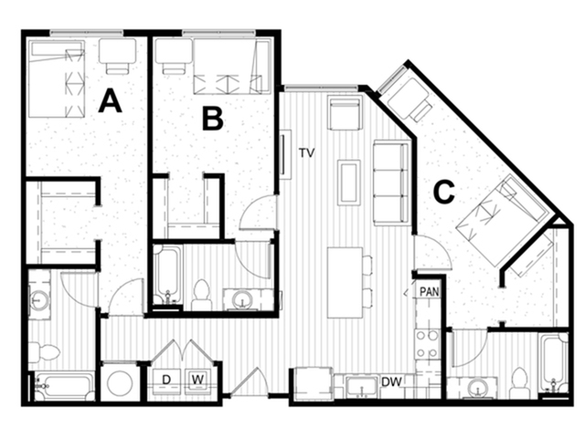 i3x3i 3 Bed Apartment Latitude at Kent Student Living