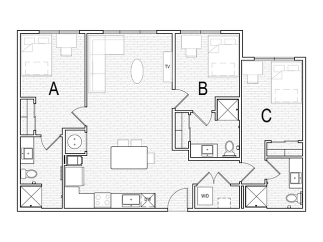 i3x3i Large 3 Bed Apartment Latitude at River Landing 