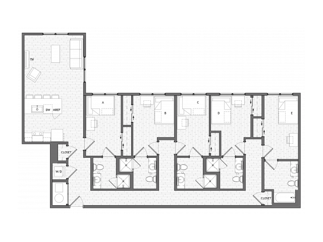 5x5 Large | 5 Bed Apartment | Student Housing - Uncommon Auburn