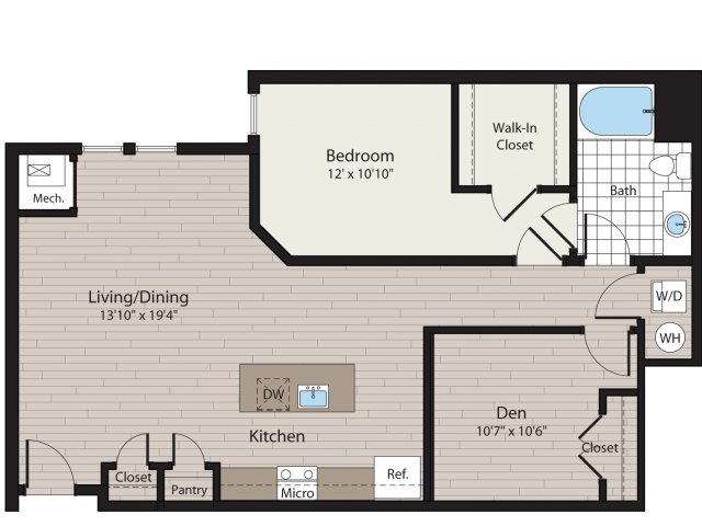 1 Bed Bath Apartment In Baltimore Md Icon Residences At The 0 For The 1c 4c Floor Plan