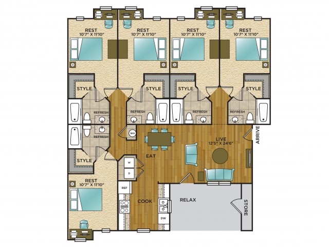 5 Bed 5 Bath Apartment In Charlotte Nc Arcadia Student Living