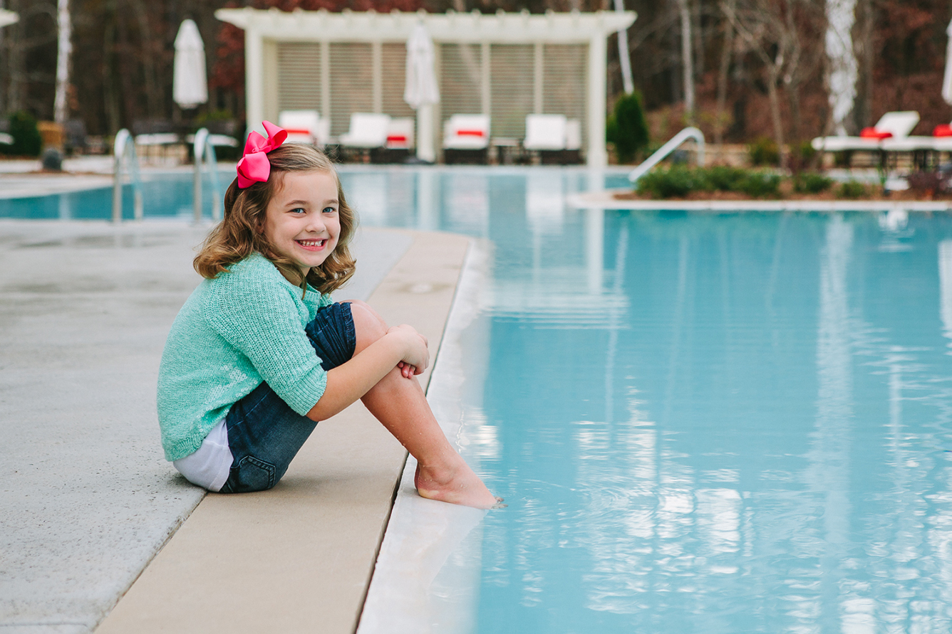 Swallowtail Flats at Old Town: Swimming Pool, Little Girl with a bow smiling