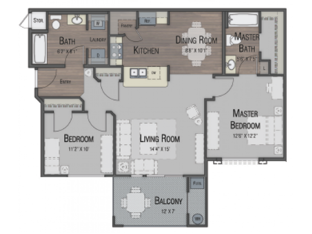 2 bedroom 2 bathroom Bristol Accessible 2 floor plan