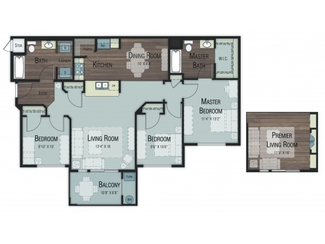 3 bedroom 2 bathroom Coventry Select ADA 2 floor plan