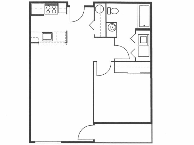 1x1 Bedroom Controlled Access Floorplan