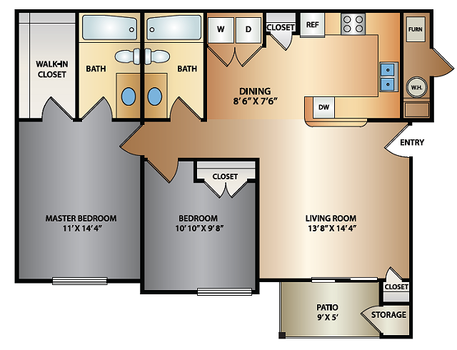2 bedroom floorplan