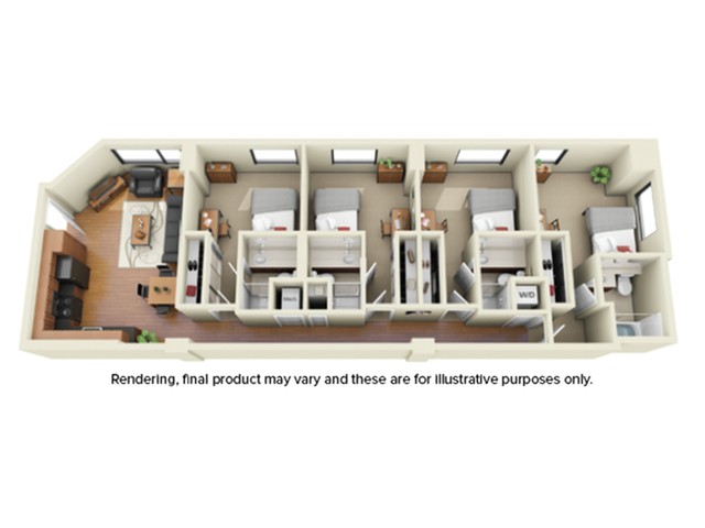 4 Bedroom Floor Plan | Umd Apartments | Vie at University Towers