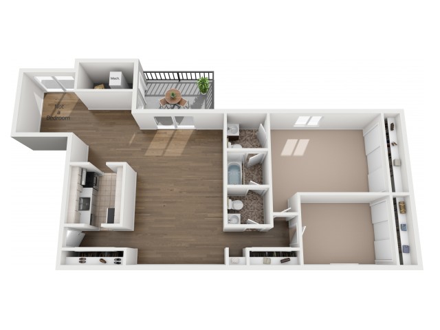 2 bedroom with den floorplan