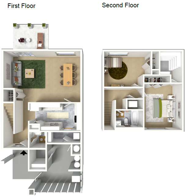 2 Bedroom Townhome Floor Plan | Hickam Air Force Base Housing | Hickam Communities