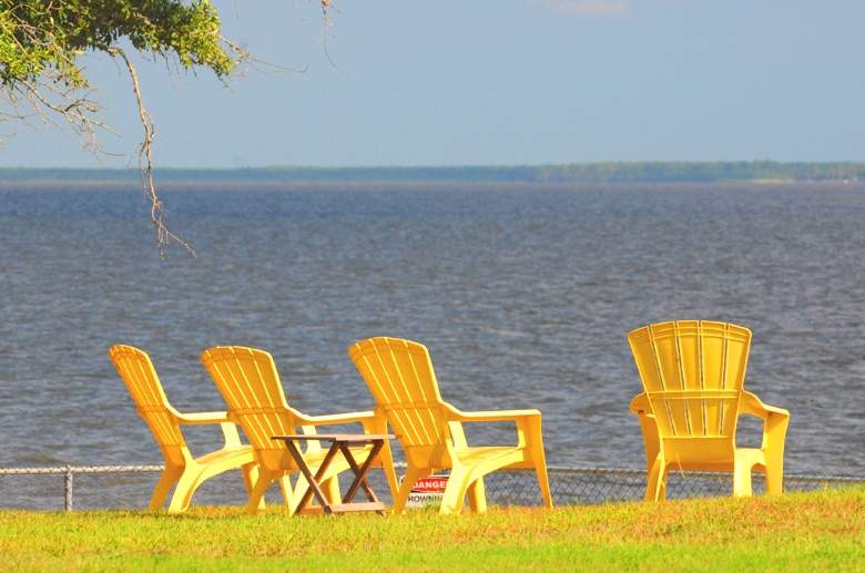 Yellow Beach Chairs | Lounge Chairs | Chairs on Beach | Beach Access | Horizon View
