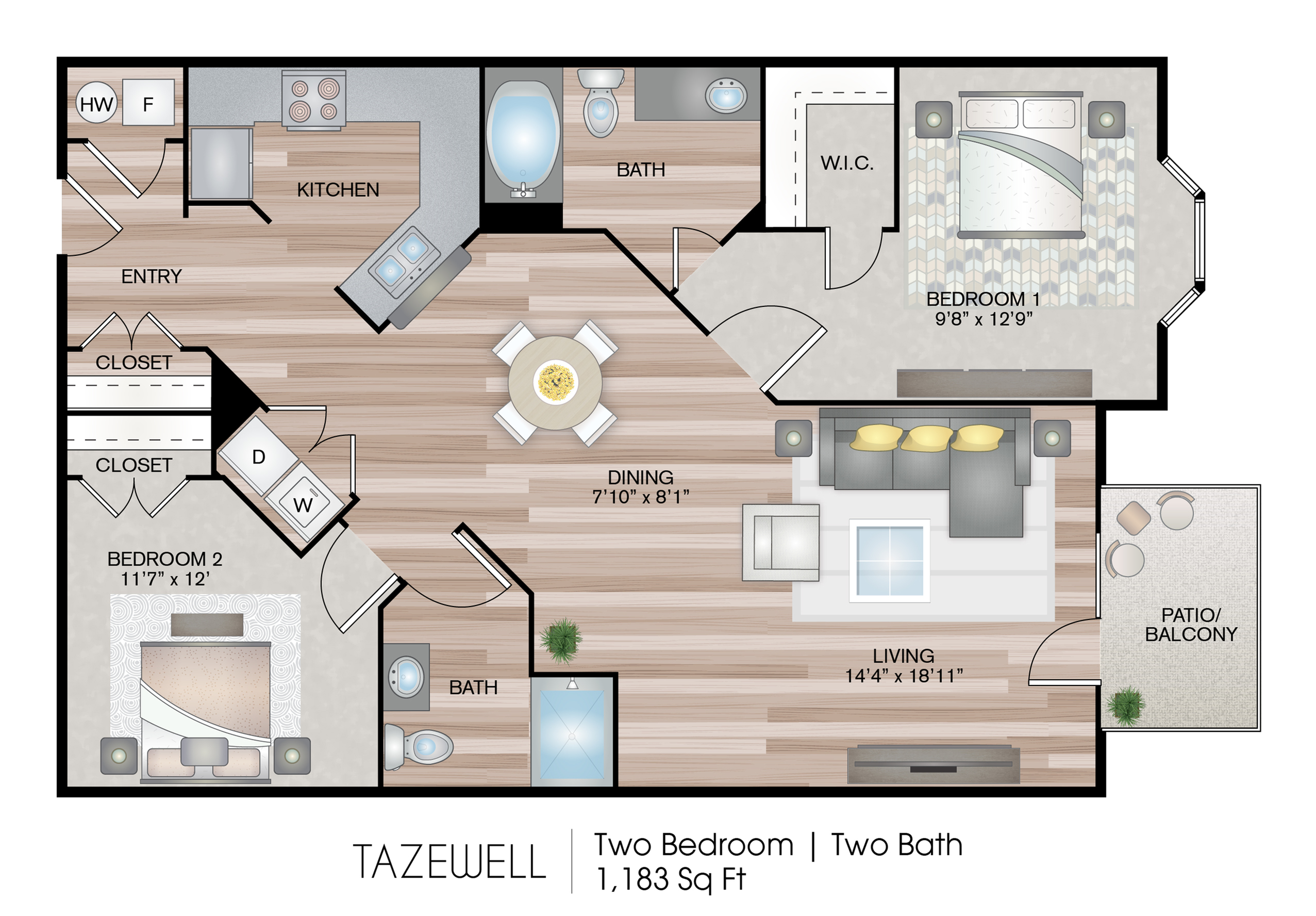 2 Bedroom 2 Bath Open Floor Plans - img-vip