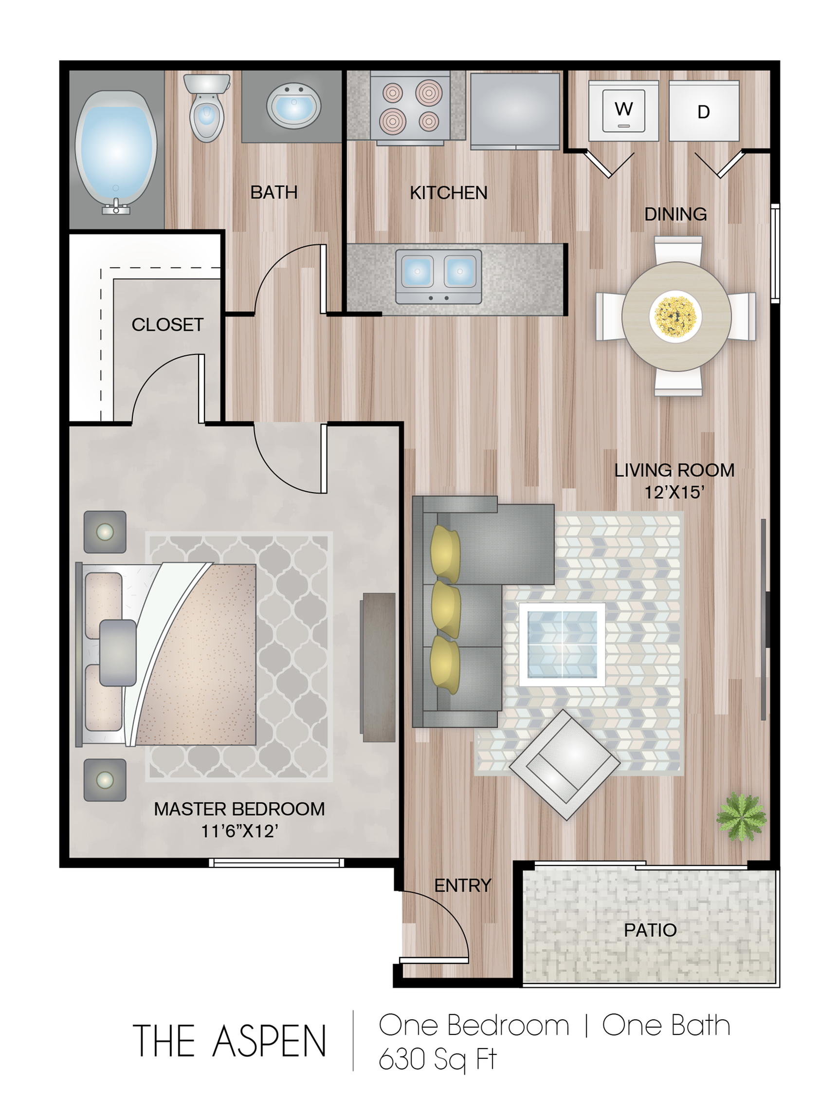 The Aspen 1 Bed Apartment The Arbors At California Oaks