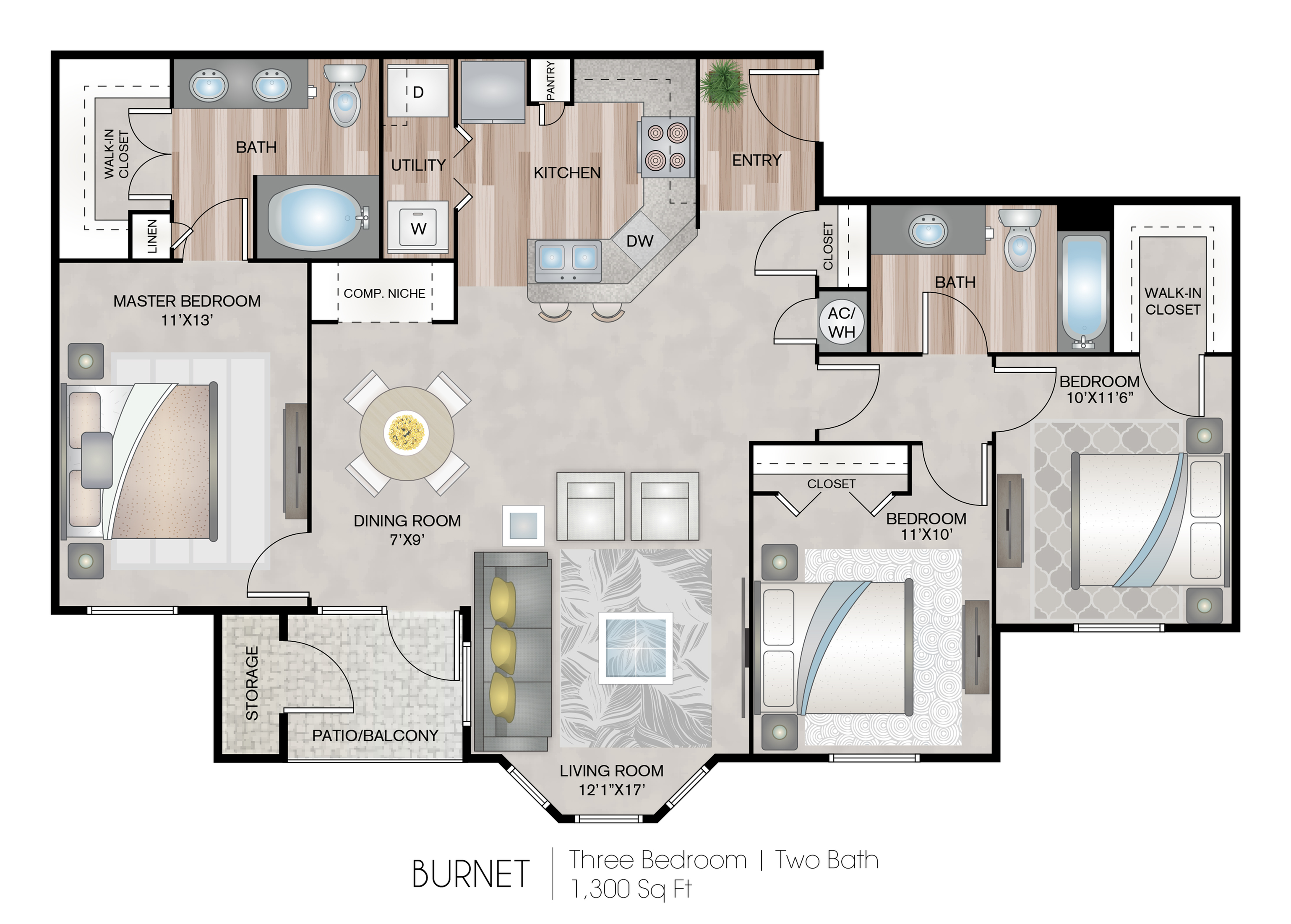 Burnet 3 Bed Apartment Summerbrooke Apartments Apartments In