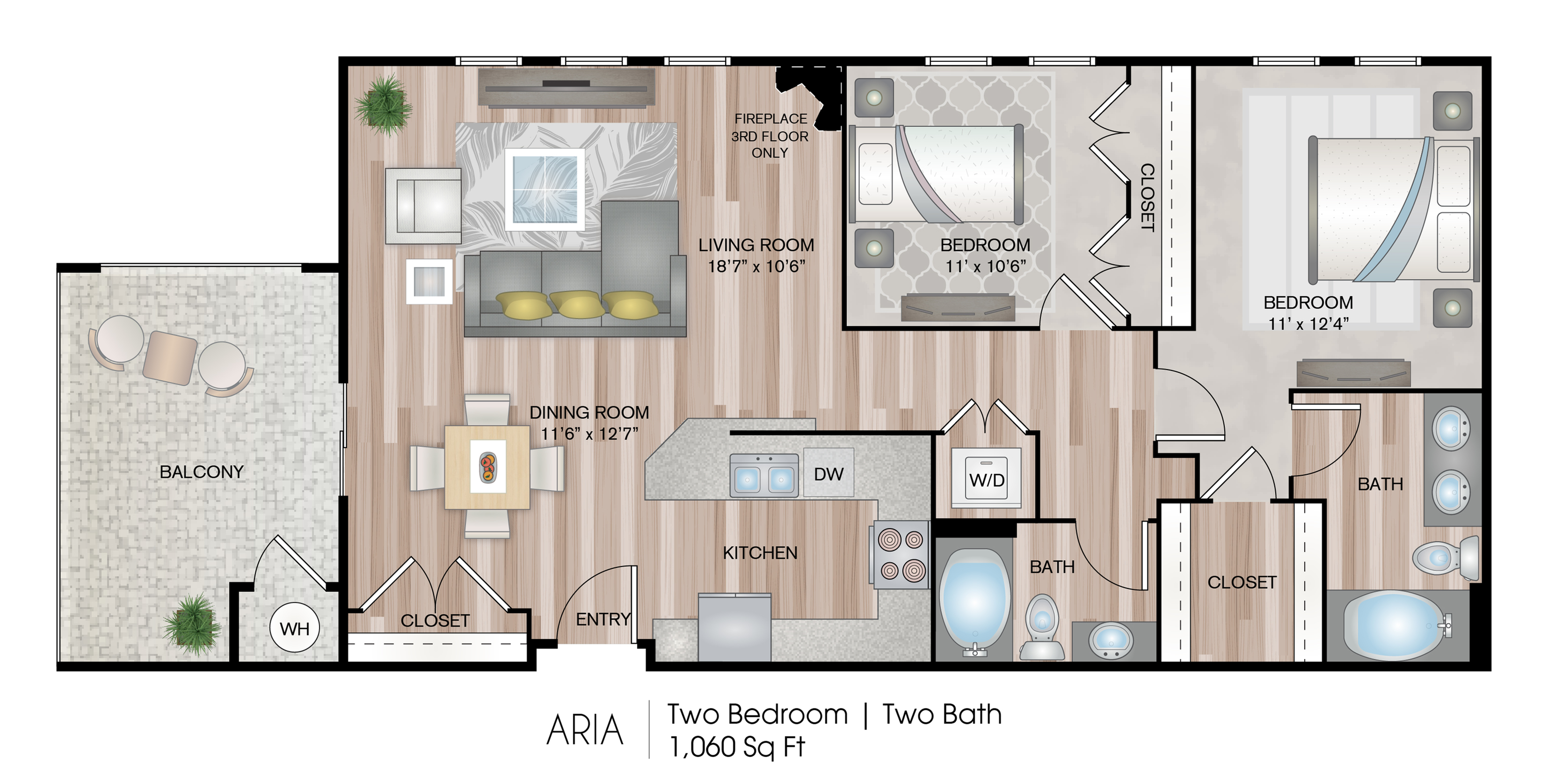 Aria | 2 Bed Apartment | Serenade at RiverPark | Luxury ...