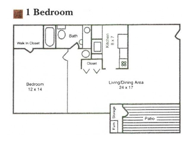 1 Bed 1 Bath Apartment In Terre Haute In Garden Quarter