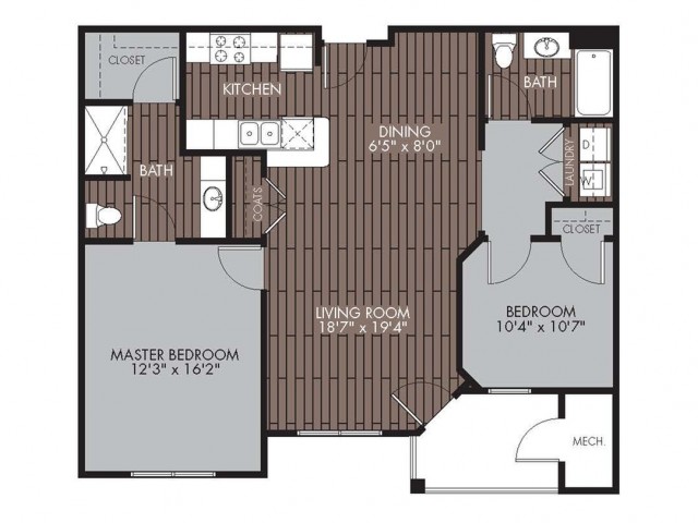Floor Plan 2 | 2 Bedroom Apartments Lowell MA | Mill and 3 Apartments