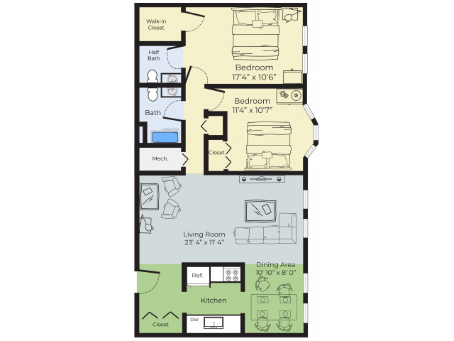 2 Bedroom Floor Plan | Apartment Nashua Nh | Boulder Park