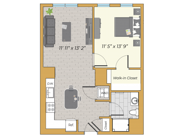 1 Bedroom Deluxe floor plan