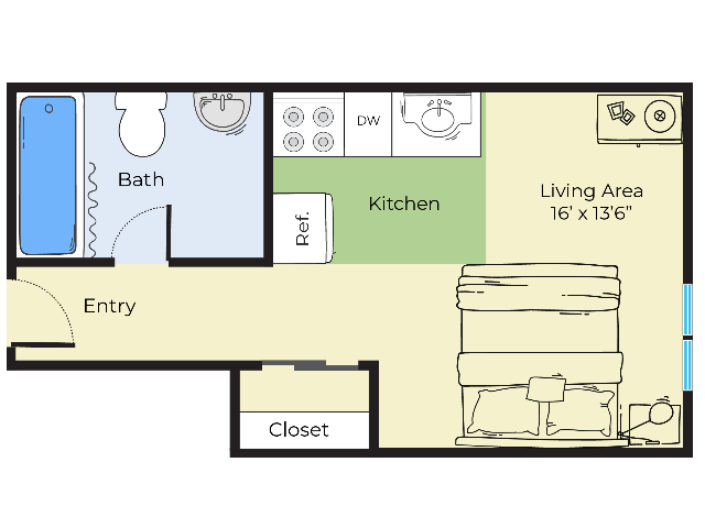 Studio Floor Plan | Apartments In South Lawrence MA | Princeton at Mount Vernon