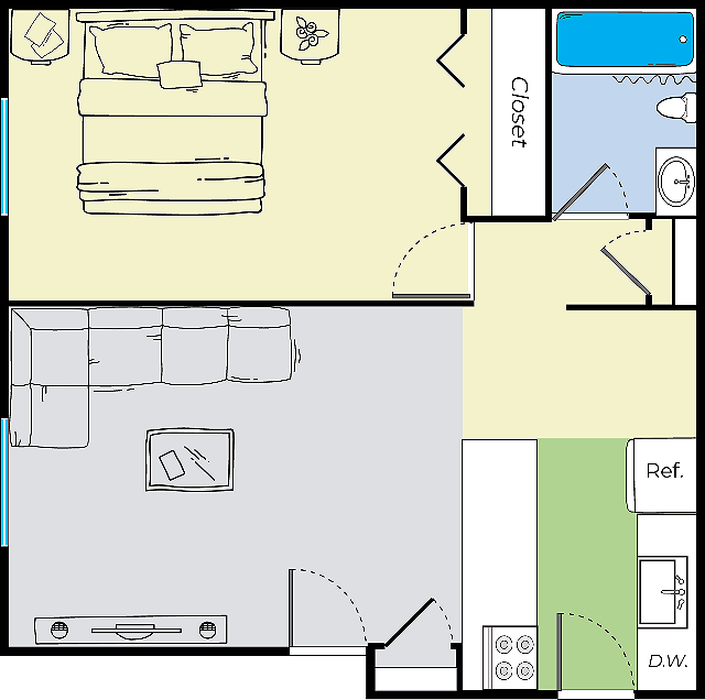 One Bedroom Floorplan A
