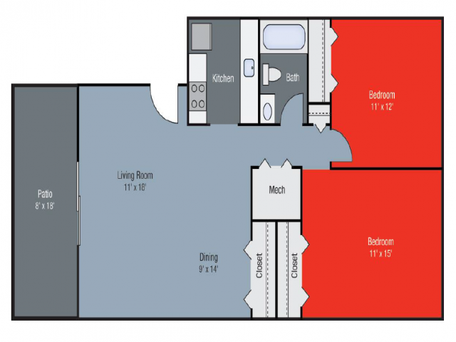 Floor Plan 3 | Apartments for Rent in Lexington KY | Pinebrook Apartments