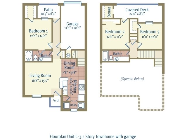 C 3 Townhome 3 Bed Apartment Turtle Creek Village Apartments