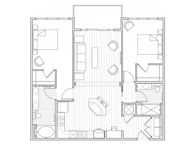 2X2-B8 Floor Plan | 2 Bedroom with 2 Bath | 1156 Square Feet | Alpha Mill | Apartment Homes