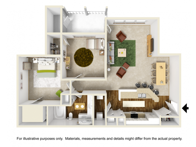 Laurel Floor Plan | 2 Bedroom with 1 Bath | 1053 Square Feet | Summer Park | Apartment Homes