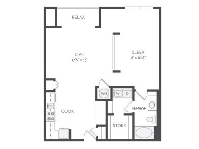 The Fulton Floor Plan | 1 Bedroom with 1 Bath | 954 Square Feet | Cottonwood Westside | Apartment Homes