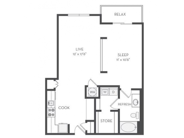 The Matisse Floor Plan | 1 Bedroom with 1 Bath | 858 Square Feet | Cottonwood Westside | Apartment Homes