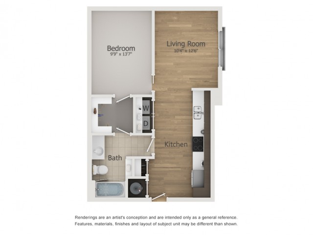 Balboa Floor Plan | 1 Bedroom with 1 Bath | 650 Square Feet | The Melrose | Apartment Homes