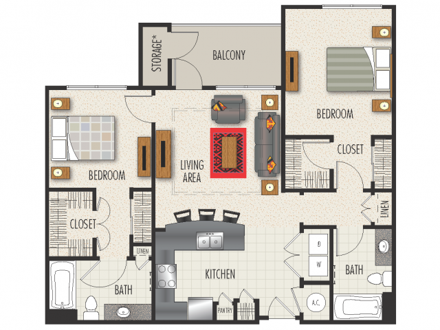 2A1 | 2 Bed Apartment | Heights at Meridian