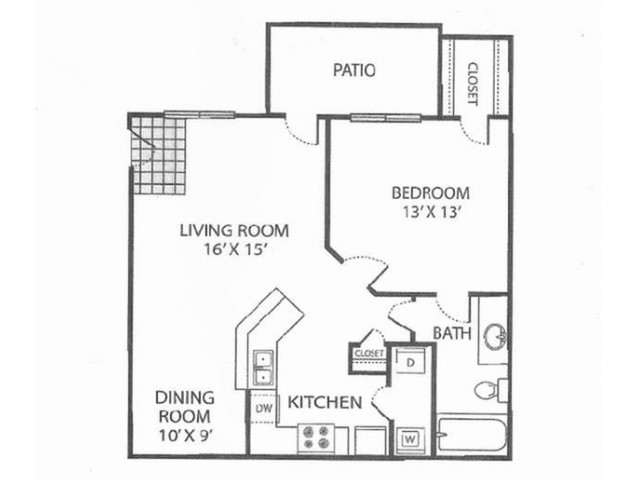 A-2 Floor Plan | 1 Bedroom with 1 Bath | 754 Square Feet | Toscana at Valley Ridge | Apartment Homes
