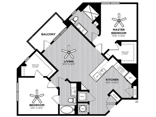 Pike Floor Plan | 2 Bedroom with 2 Bath | 1183 Square Feet | Alton Optimist Park | Apartment Homes