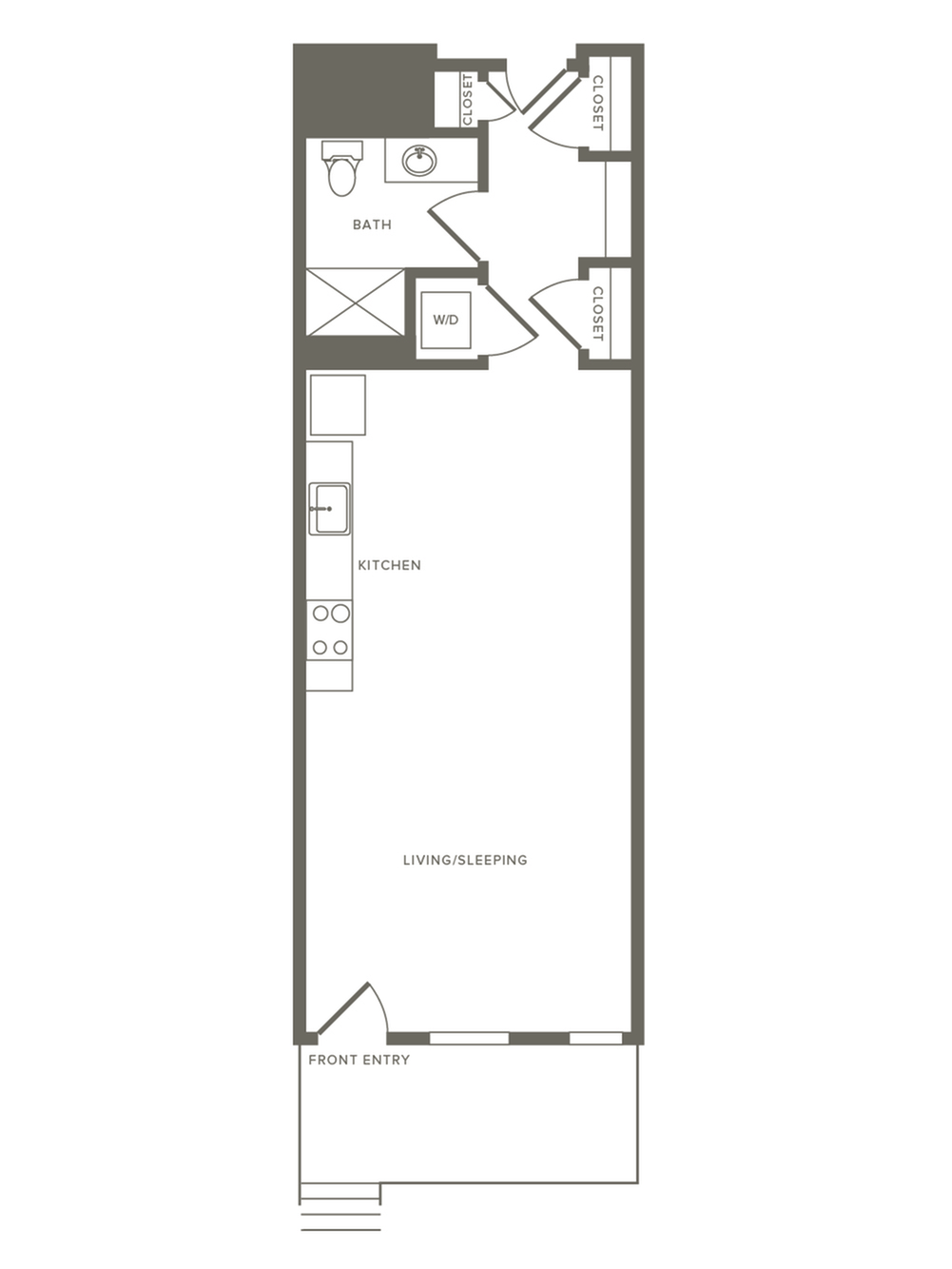 622 square foot studio one bath apartment floor plan image