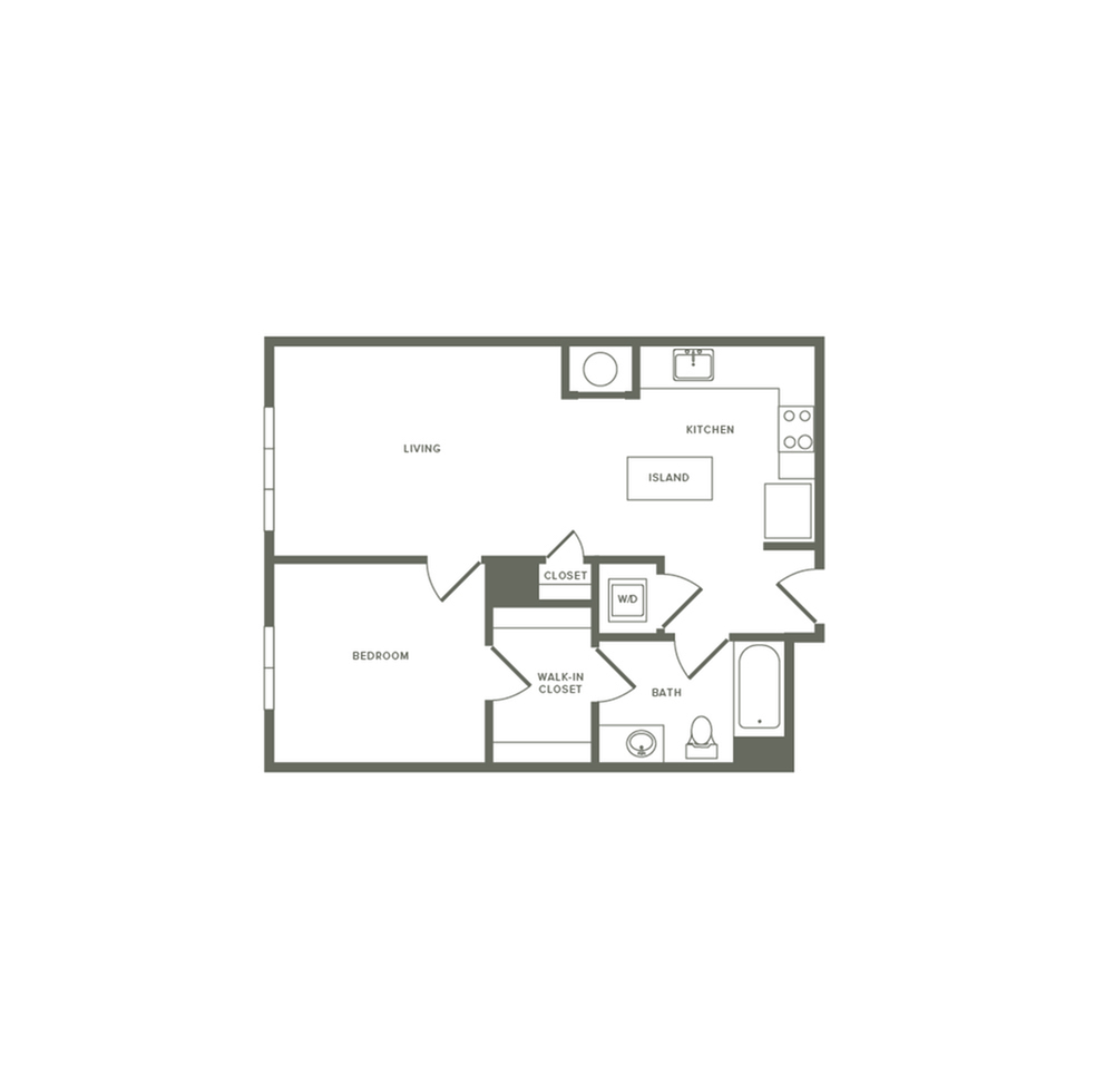 702 square foot one bedroom one bath apartment floorplan image
