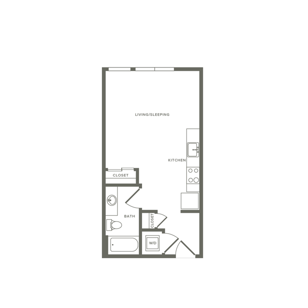 478 square foot studio one bath floor plan image