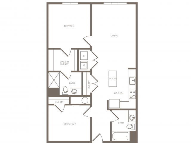 1054 square foot one bedroom one bath with den apartment floorplan image