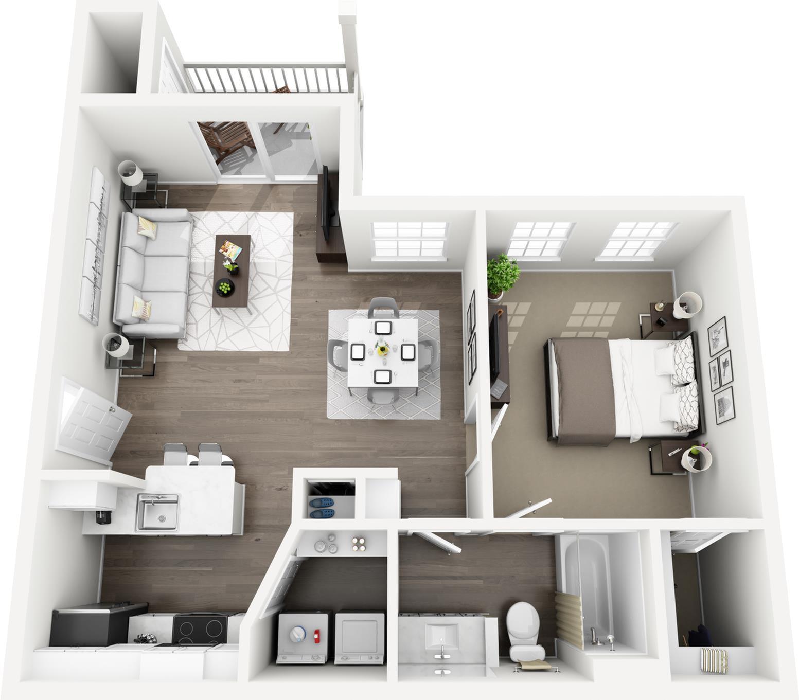 A1 - The Bellerive Floor Plan | Lexington Farms | Apartments in Overland Park, KS