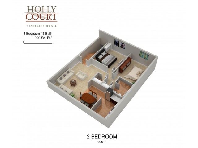 2 Bedroom Floor Plan | Apartments In Pitman New Jersey | Holly Court