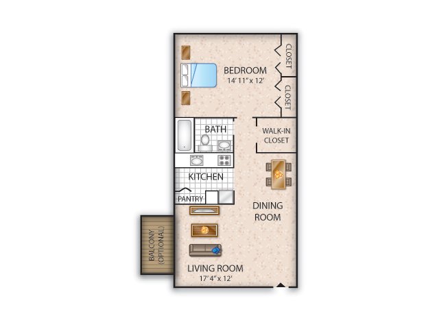 Floor Plan 1 | Allentown Apartments | Lehigh Square