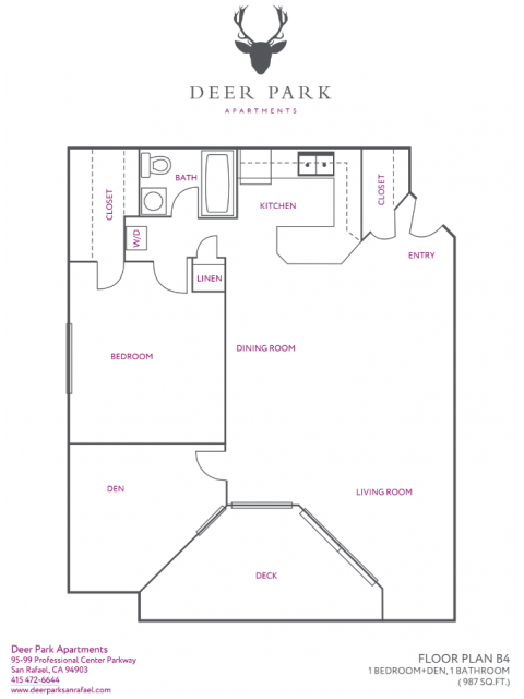 One Bedroom With Den Large 1 Bed Apartment Deer Park Apartments