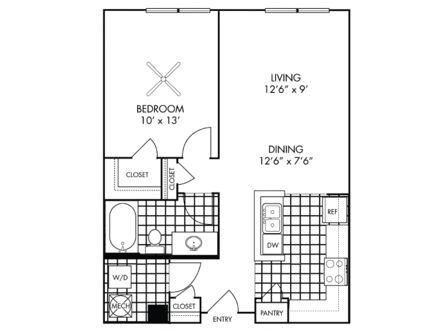 1B-B | 1 Bed Apartment | Penrose Apartments