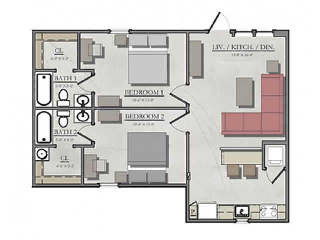 Two Bedroom Lodge 2 Bed Apartment The Cottages Of College Station